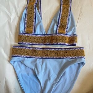 Stylish Blue and Gold Bikini Set